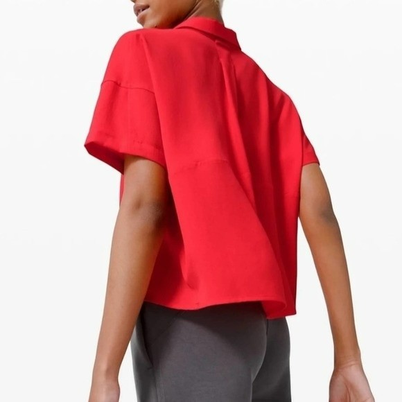 Lululemon Full Day Ahead Short Sleeve Shirt Red 2 - Picture 9 of 9